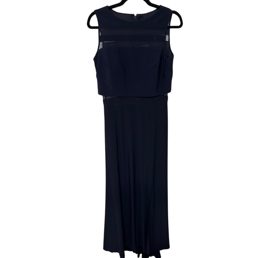 NW Nightway Dress Size 10 Navy Sleeveless Mesh‎ Evening Formal Career
